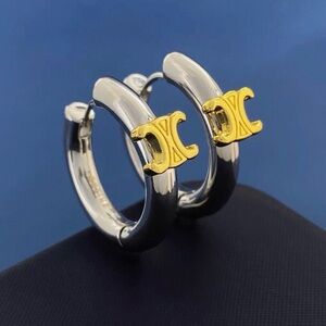 CEL Silver & Gold C-Logo Hoop Earrings